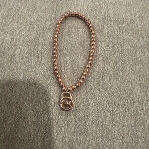 Michael Kors Rose Gold Beaded Bracelet with Logo Charm